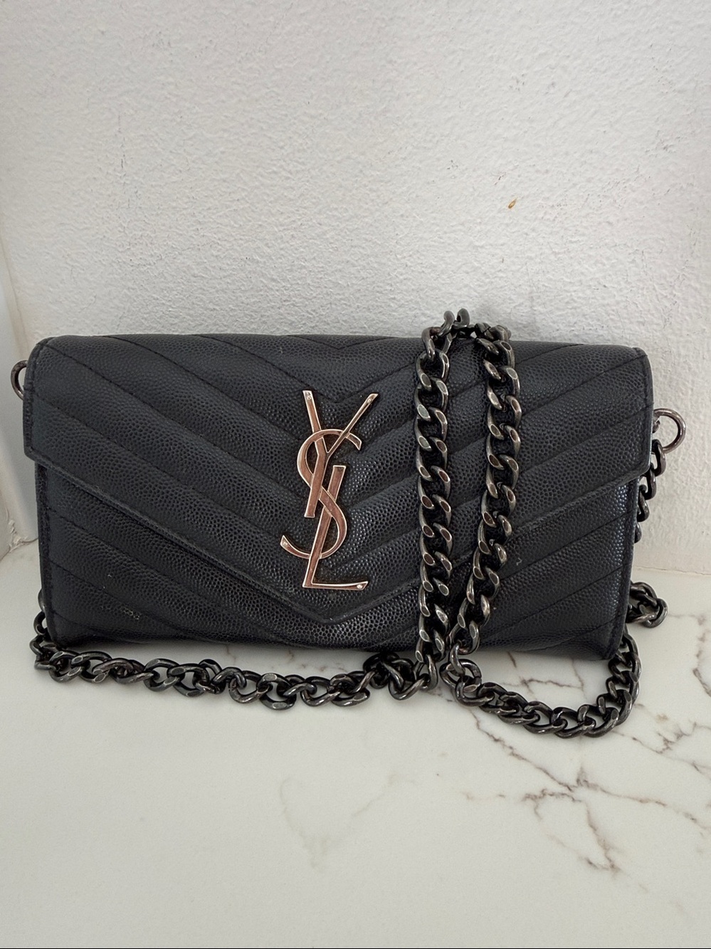 YSL Black wallet on chain - Picture 4 of 8